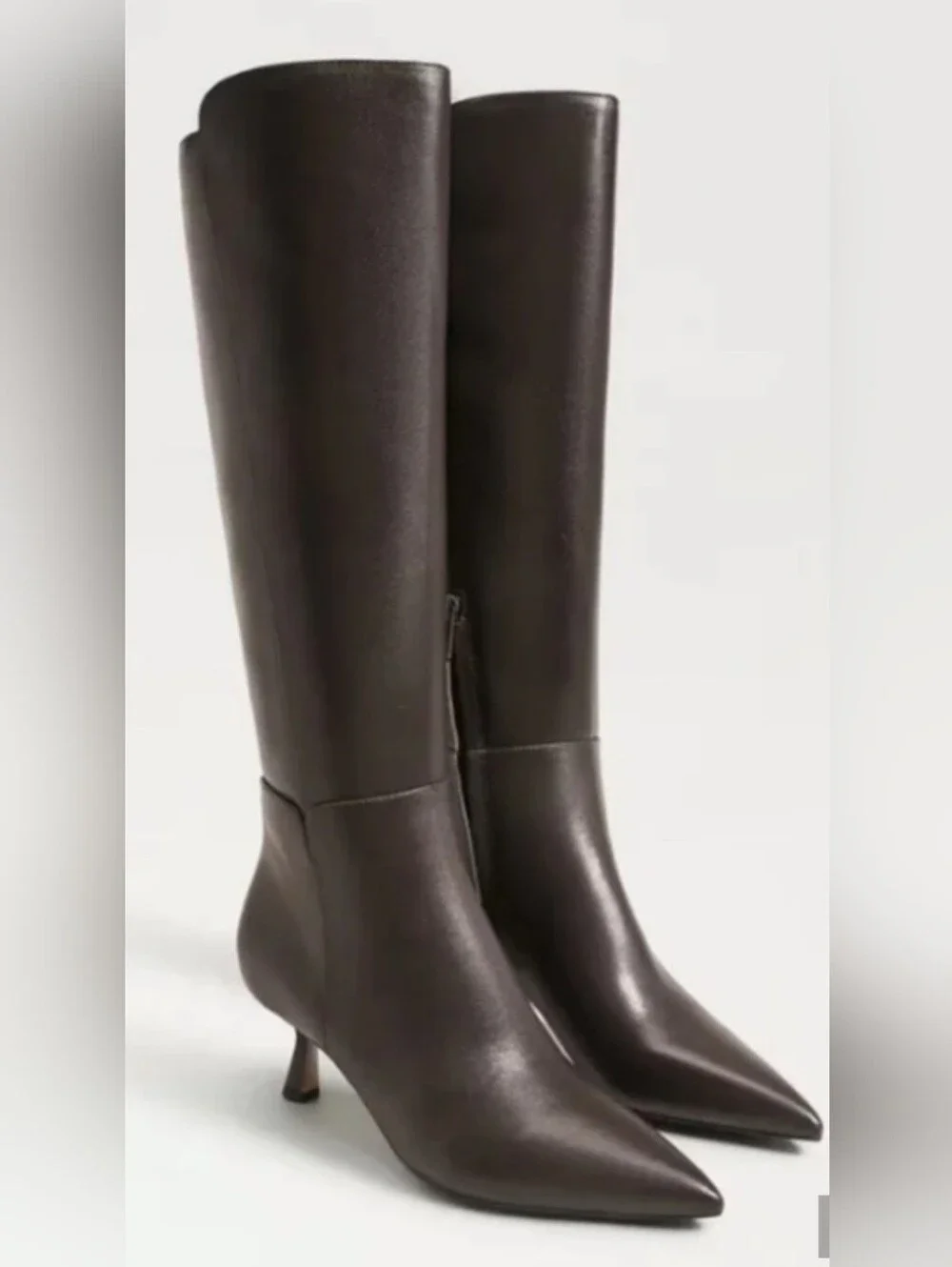 SAM EDELMAN Women's Tall Pointed-Toe Leather Boots in Dark Brown